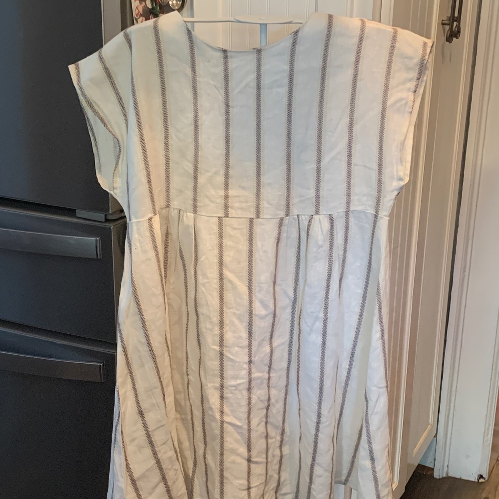Audrey 3+1 Cream and Taupe Striped Mini Dress